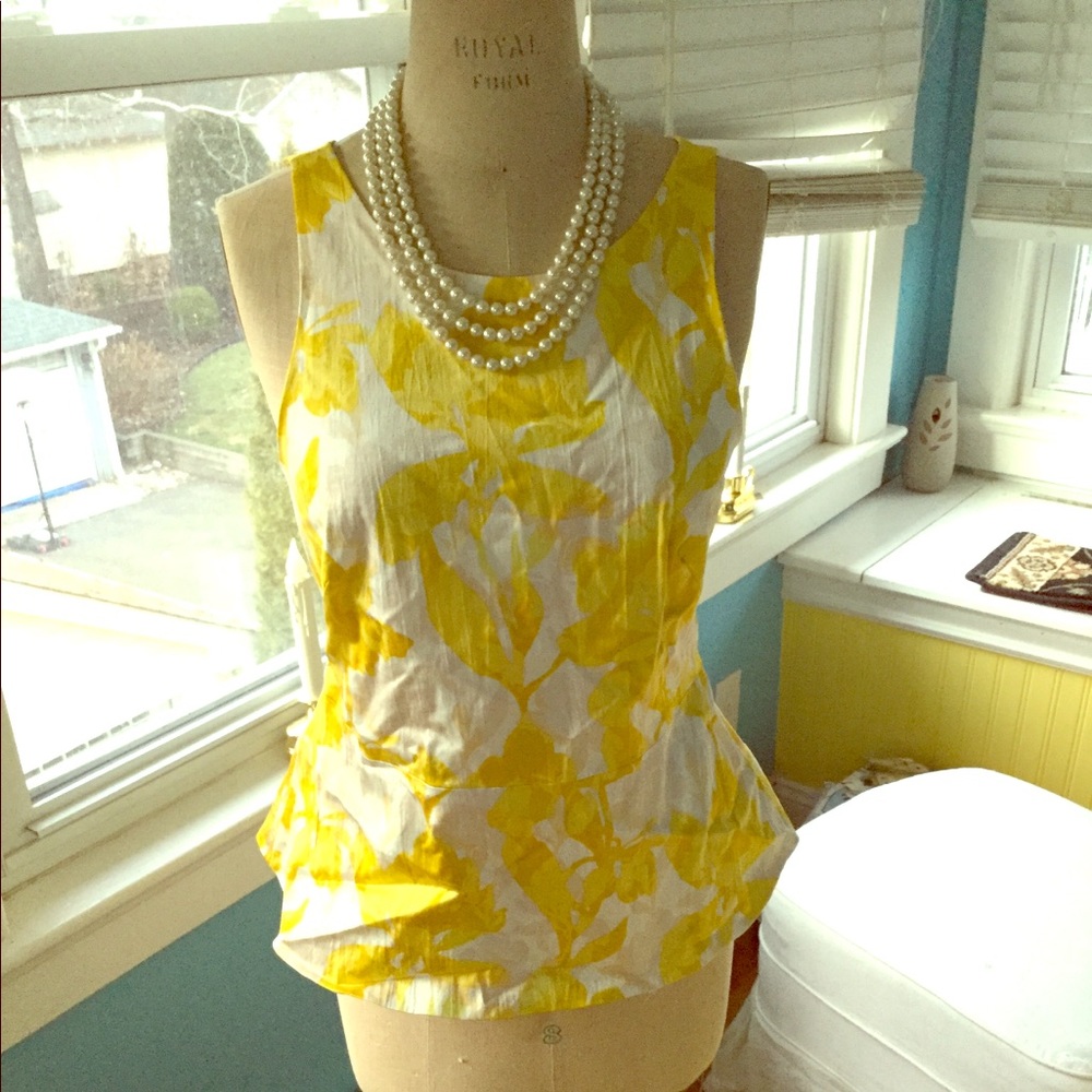 Banana Republic Yellow Peplum Top Size 6